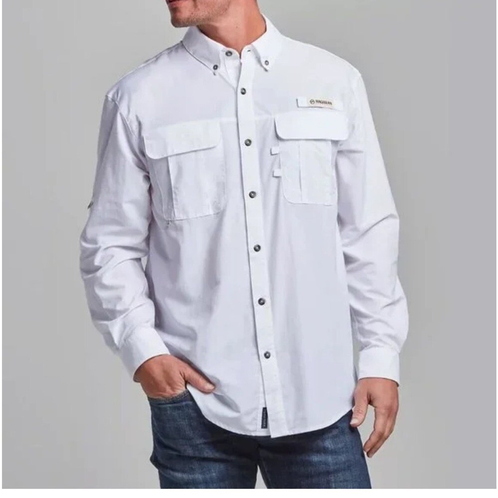 Magellan Outdoors Men's Laguna Madre White Long Sleeve Fishing Shirt XXL